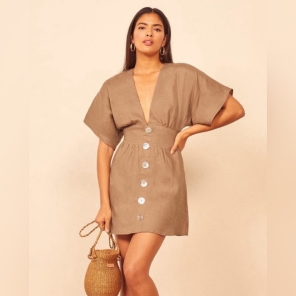 Reformation linen button dress